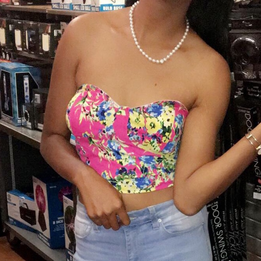 Pink Floral Crop Top